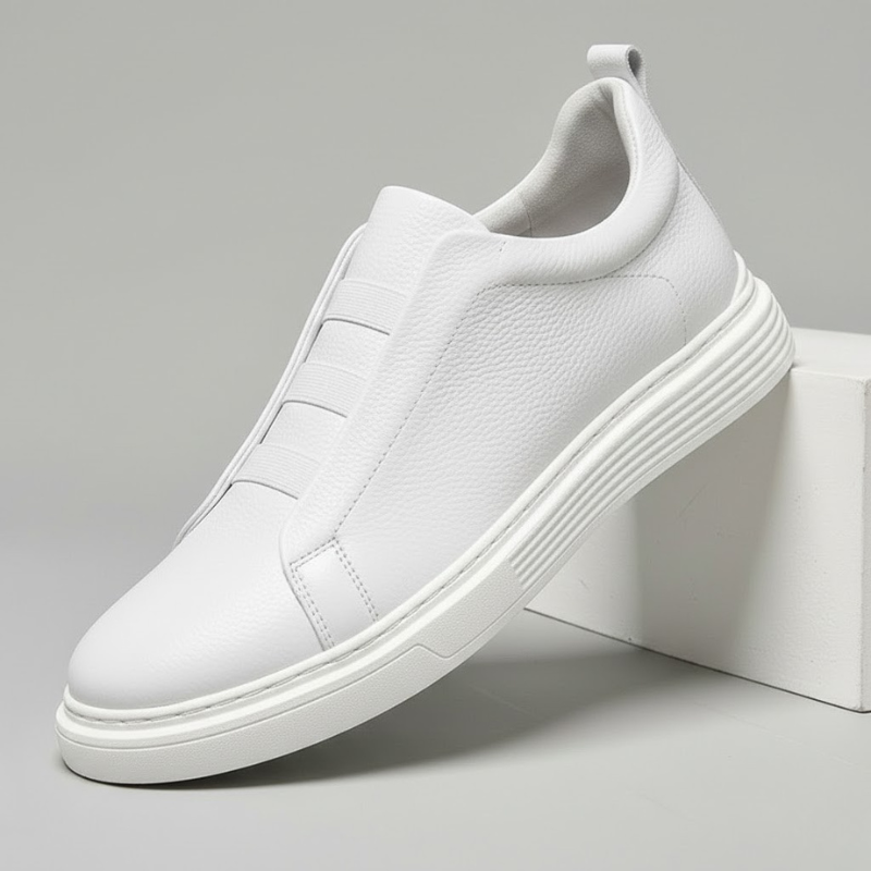 Maverick | Men's Leather Trainers – Stretch-Lace Casual Sneakers