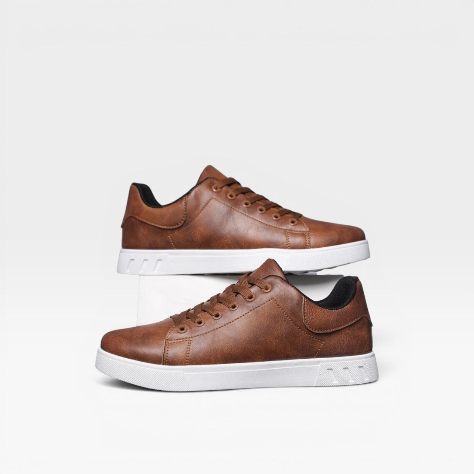 Noah | Men's Casual Leather Sneakers – Minimalist Lace-Up Low-Top Everyday Trainers