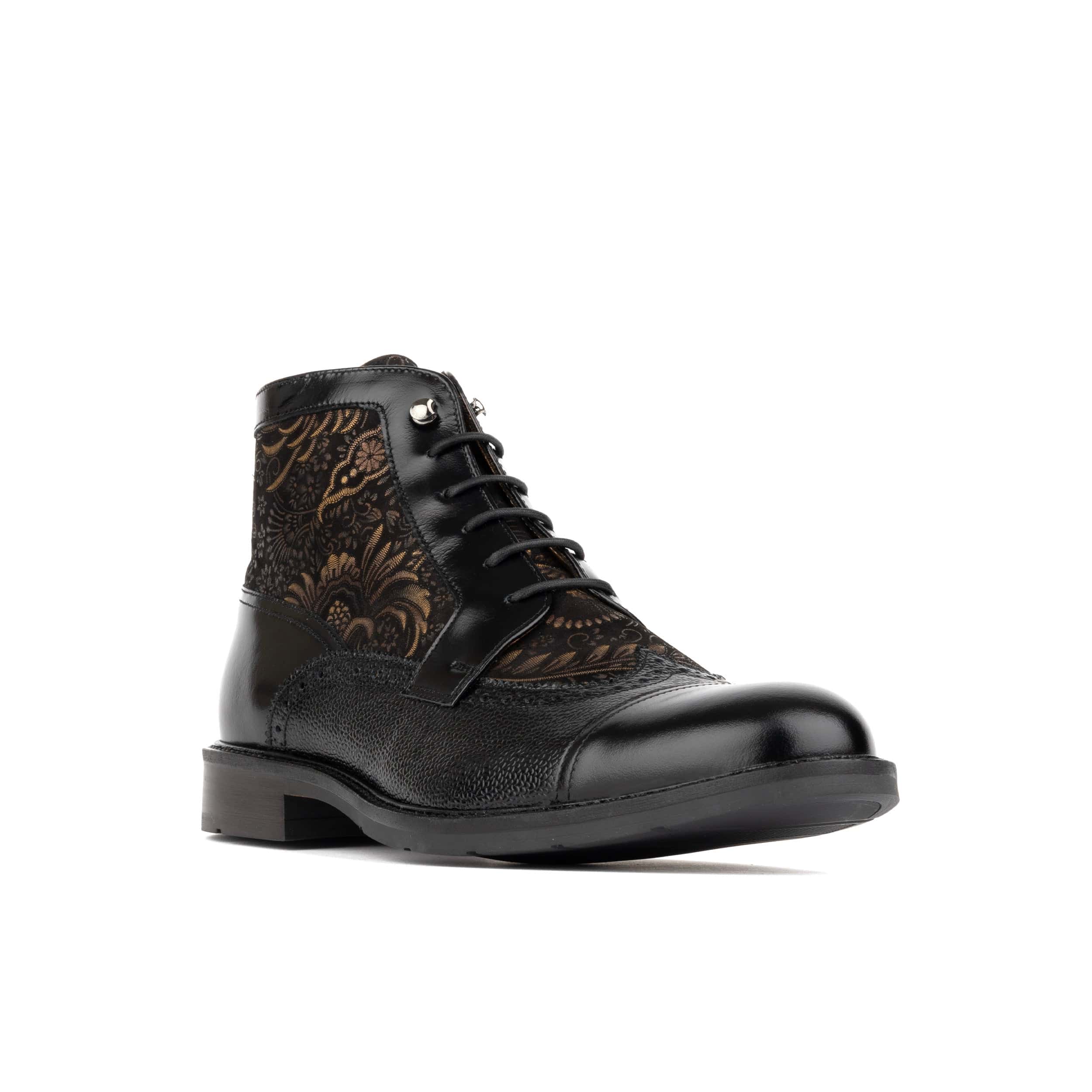 Weston | Men's faux leather Toe-Cap Ankle Boots - Zip-Up Brogue Dress Boots