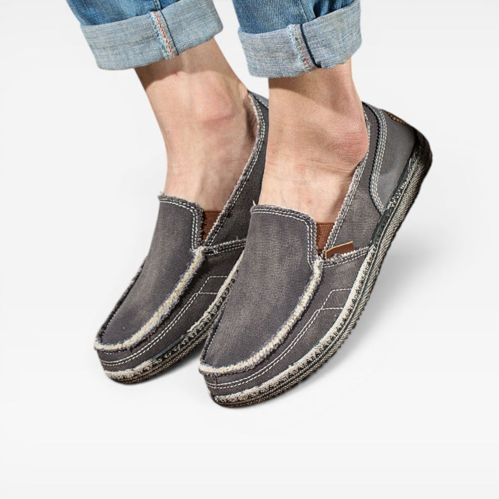 Mason | Men's Canvas Slip-On Loafers – Distressed Moccasin Shoes for Everyday Wear