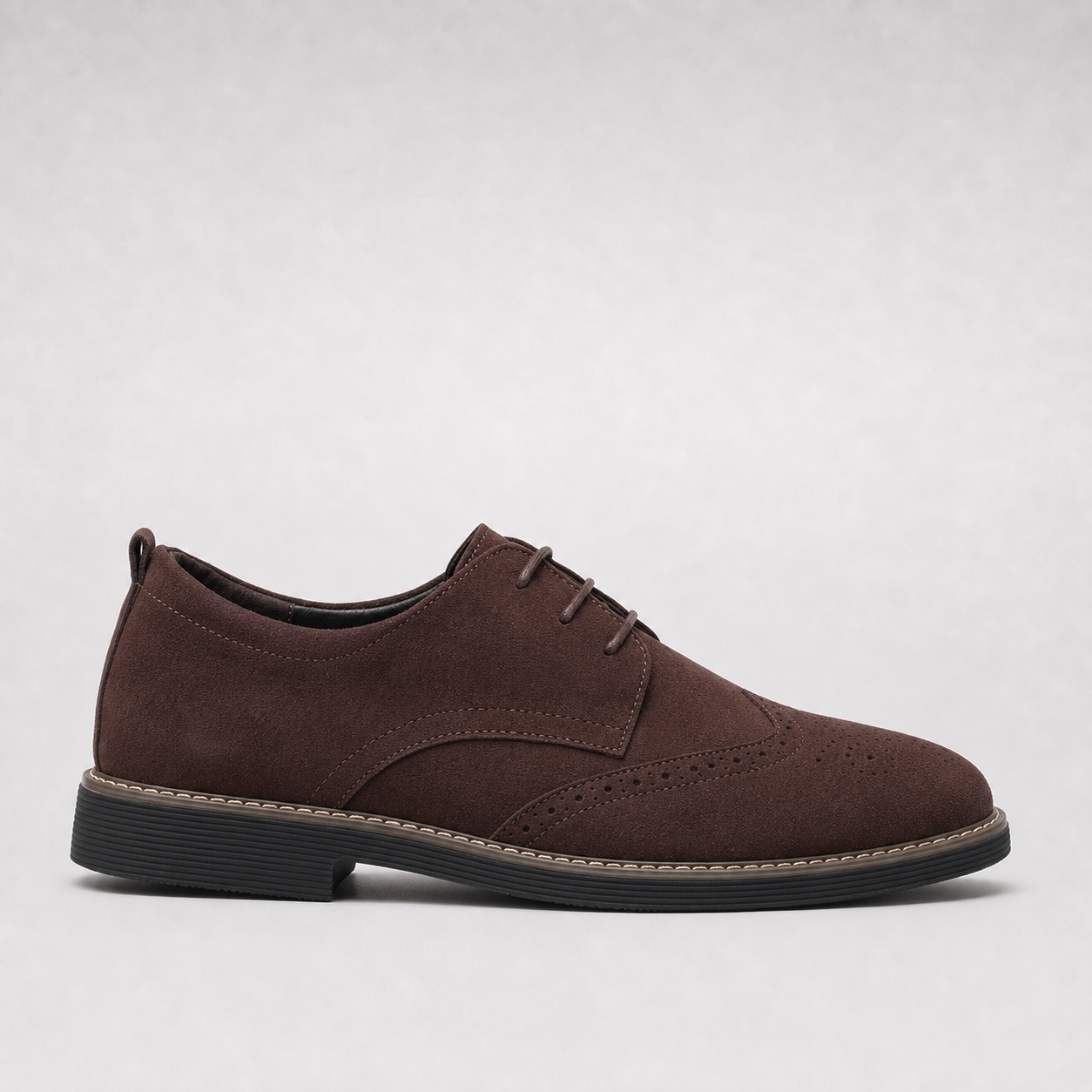Roamer | Men's Navy Suede Brogue Oxford Shoes – Wingtip Lug-Sole Shoes