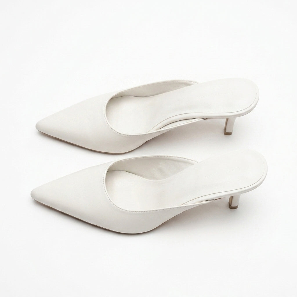 Hattie | Women's Pointed-Toe Kitten Heel Mules - Slip-On Backless Occasion Heels