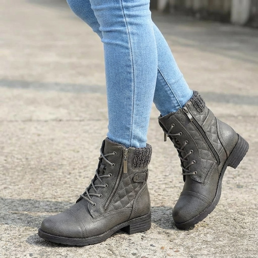 Valencia | Women's Leather Ankle Boots – Side-Zip Low Block Heel Boots
