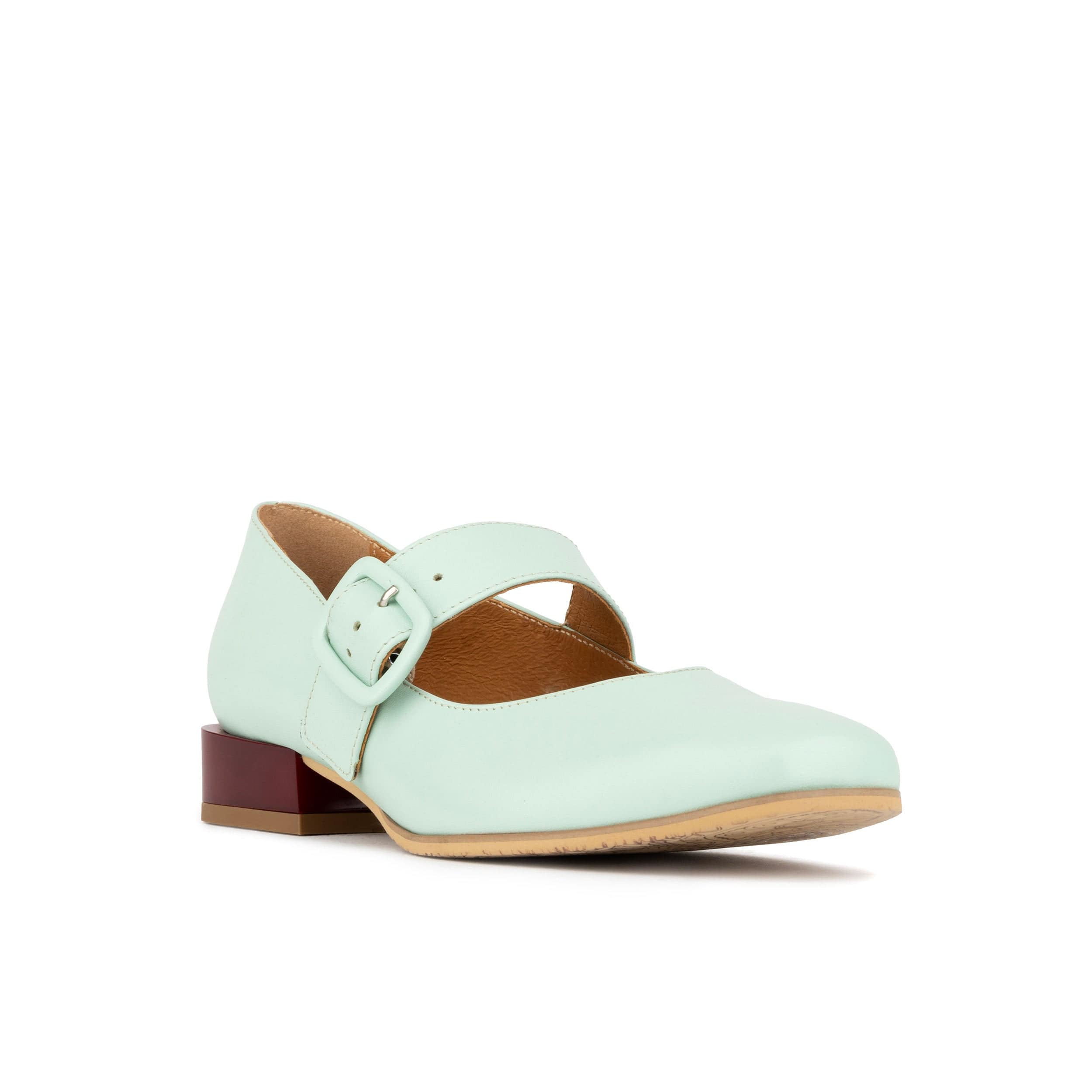 Beatrice | Women's faux leather Mary-Jane Heels - Square Toe Block Heel Shoes