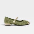 Meredith | Women's Mary Jane Shoes - Pearl Strap Low Block Heels