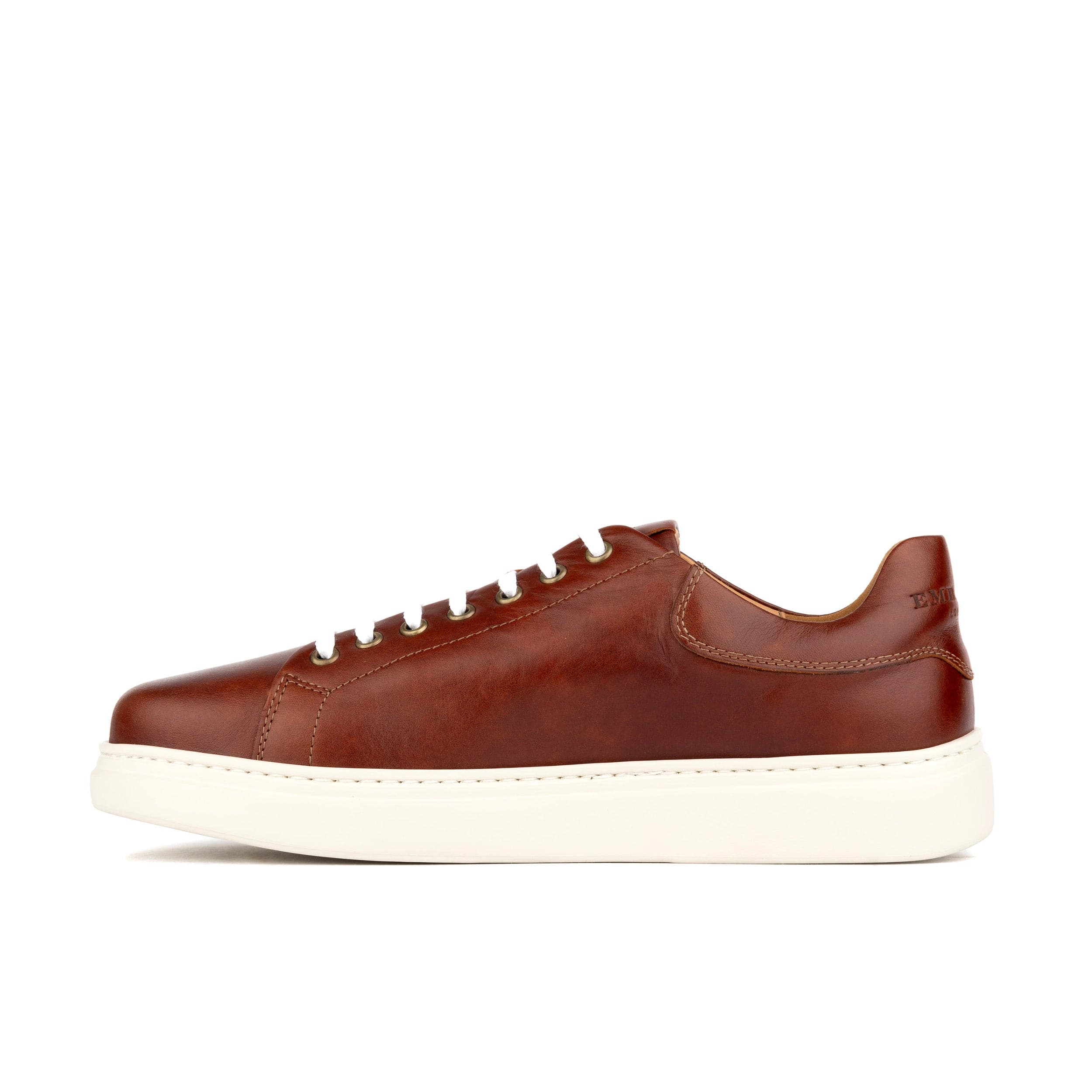Edmund | Men's faux leather Trainers - Brown Low-Top Trainers with White Sole