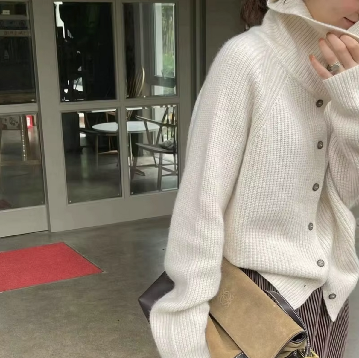 Wilma | Women's Ribbed Turtleneck Cardigan - Cashmere-Feel Soft Knit