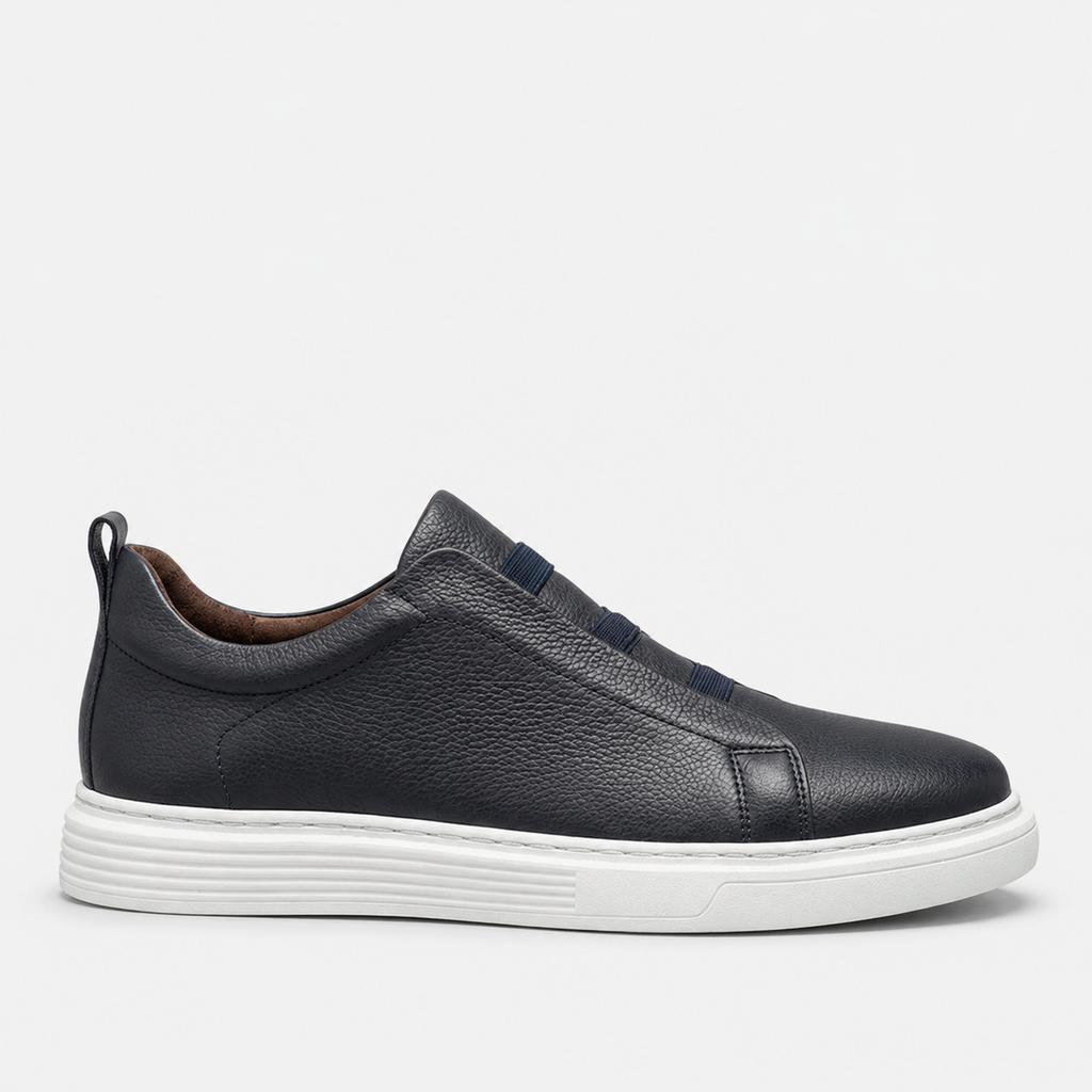 Maverick | Men's Leather Trainers – Stretch-Lace Casual Sneakers