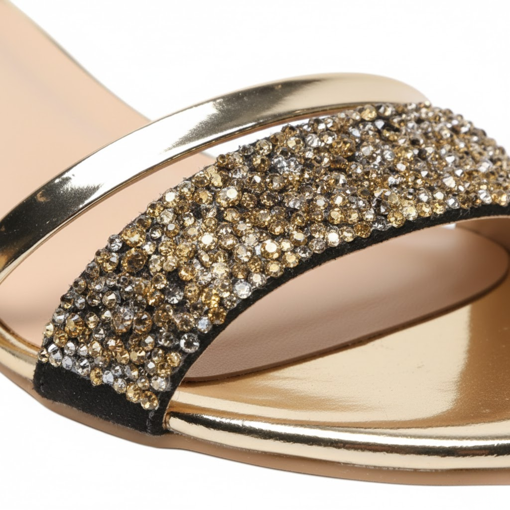 Marnie | Women's Ankle Strap Sandals - Embellished Ribbon Detail
