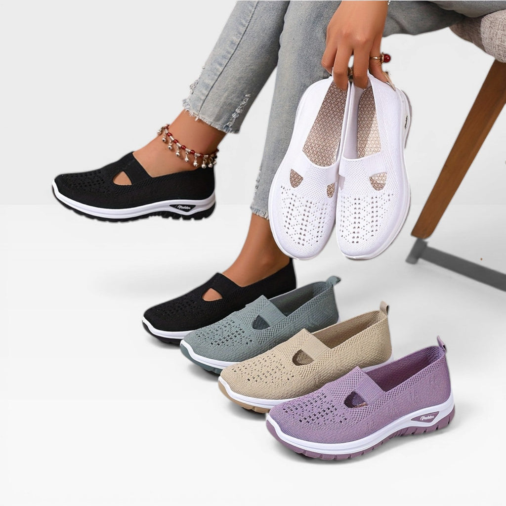 Women's Knit Slip-On Walking Trainers – Breathable Lightweight
