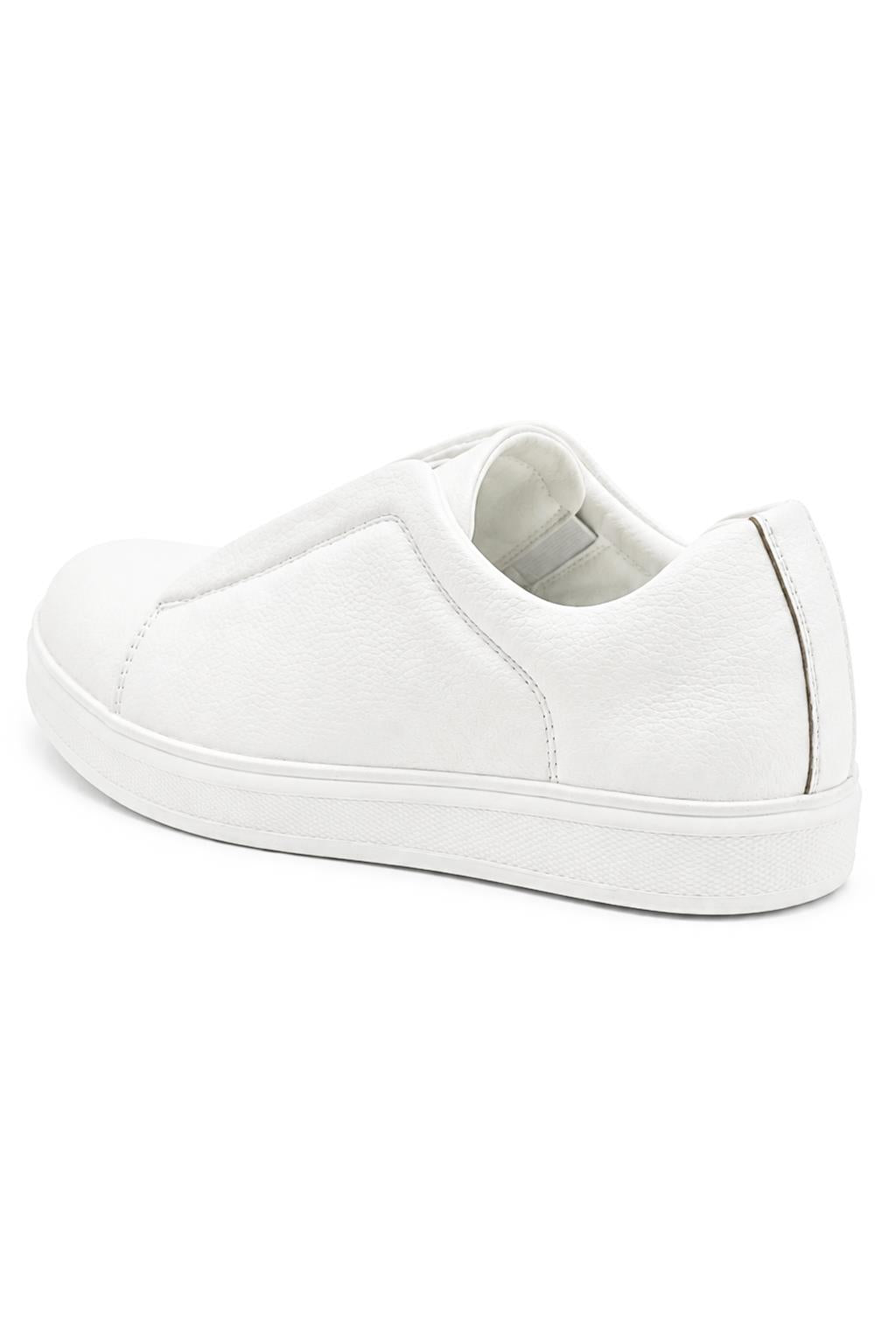 Norman | Men's White Faux Leather Slip-On Trainers - Smart Casual Sneakers
