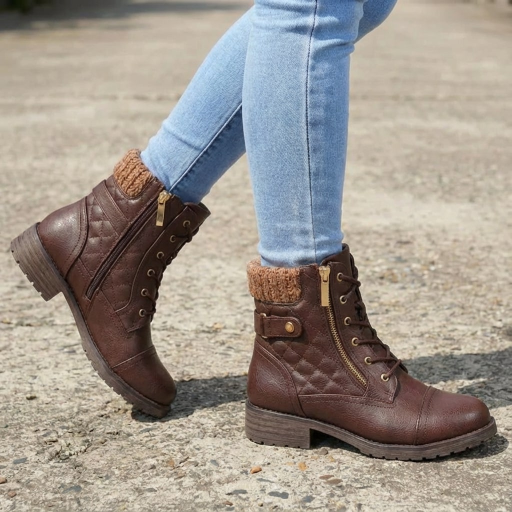 Valencia | Women's Leather Ankle Boots – Side-Zip Low Block Heel Boots