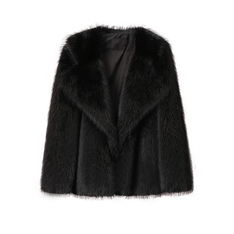 Bernadette | Women's Oversized Faux Fur Winter Coat - Long Sleeve Ribbed Cuff Jacket
