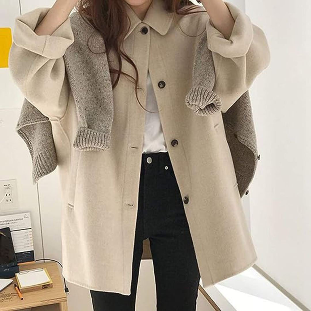 Frederica | Women's Wool-Blend Trenchcoat - Longline Button-Front Overcoat