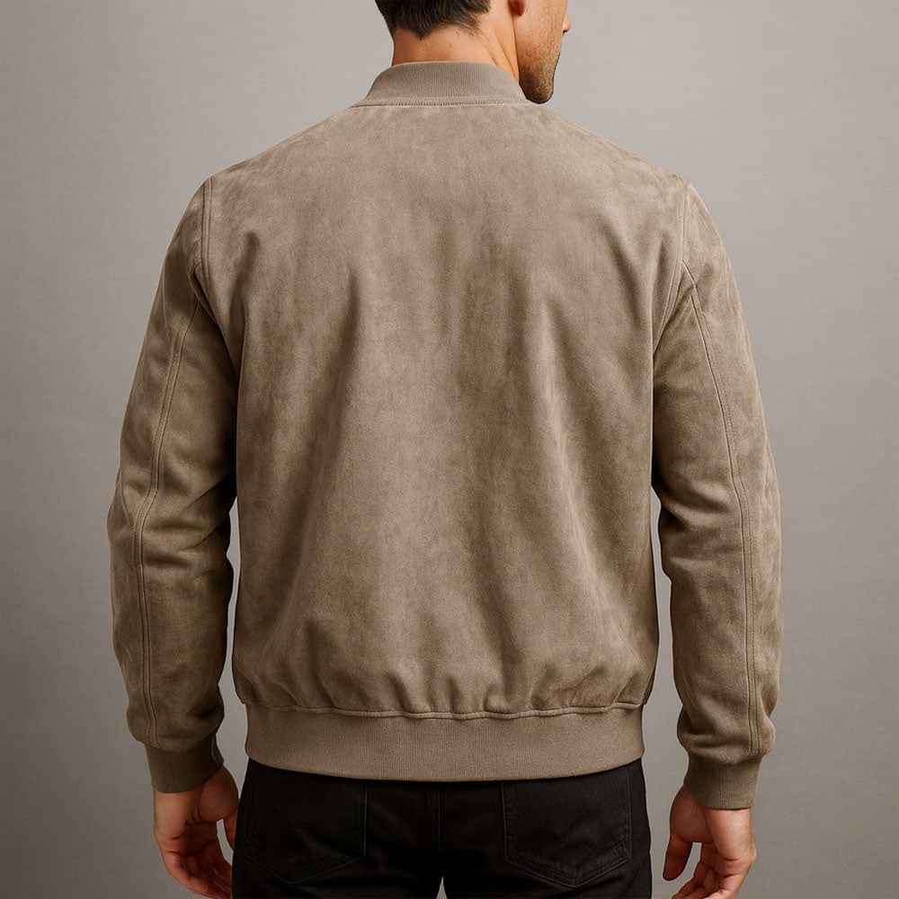 Archie | Men's Suede-Look Zip-Up Bomber Jacket - Ribbed Cuff Casual Jacket