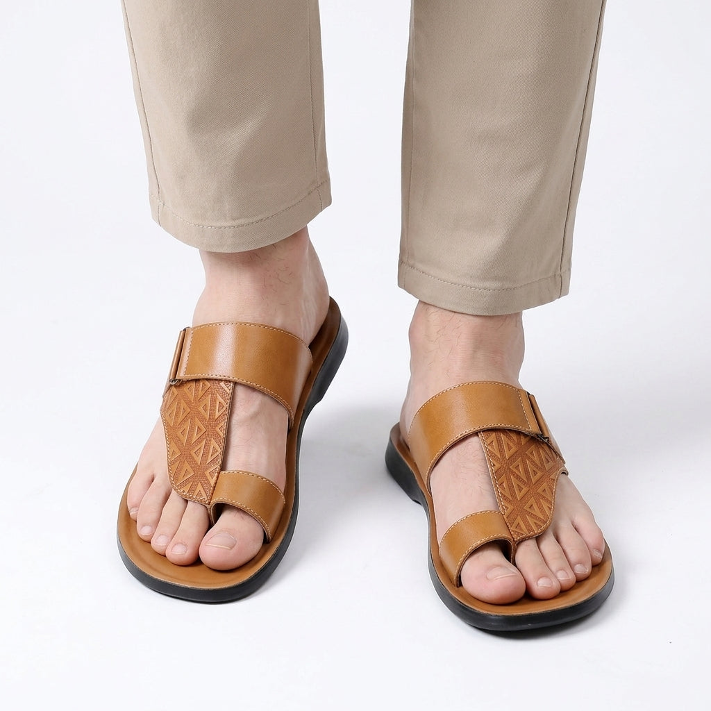 Osmund | Men's synthetic leather Toe-Loop Sandals - Structured Summer Sandals