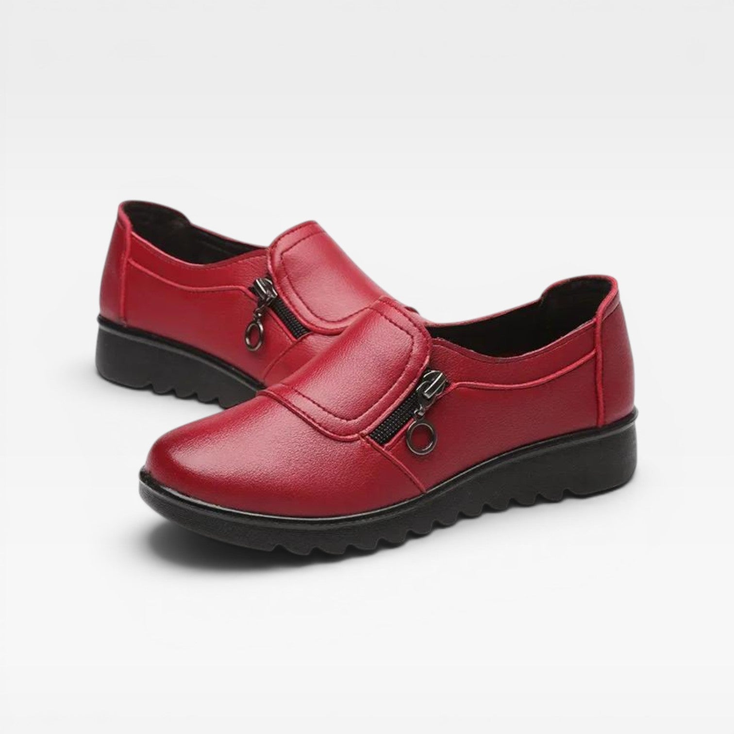 Della | Women's synthetic leather Zip-Detail Loafers - Cushioned Slip-On Shoes