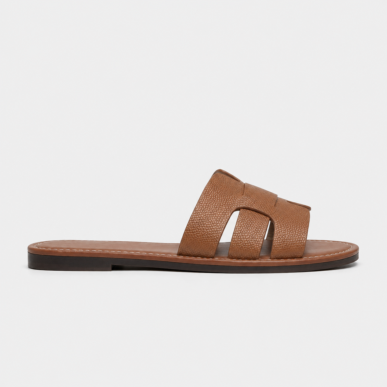 Lydia | Women's Flat Slide Sandals – Leather-Look Summer Shoes