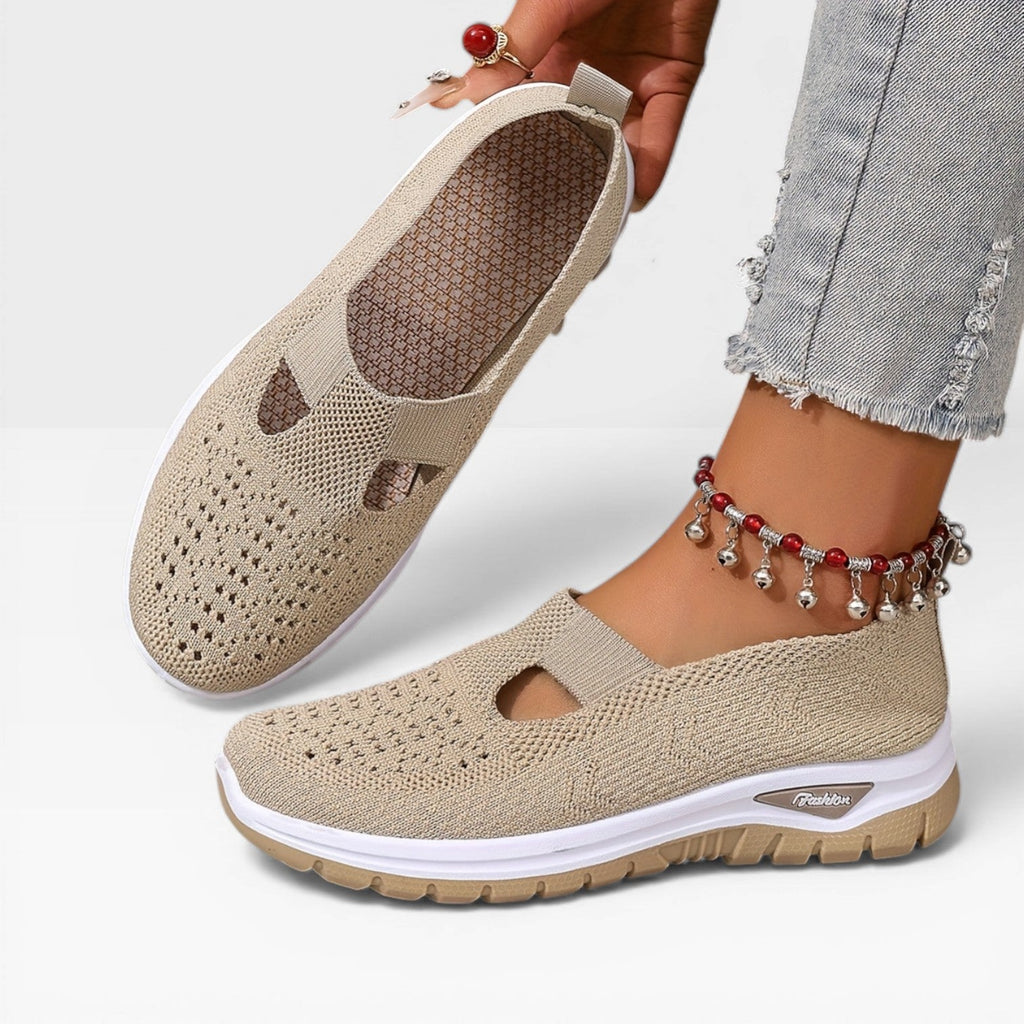 Women's Knit Slip-On Walking Trainers – Breathable Walking Shoes
