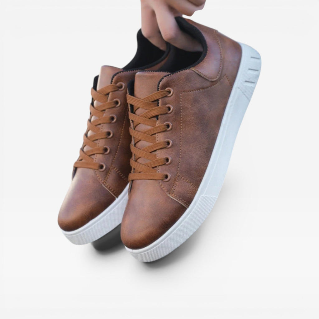 Noah | Men's Casual Leather Sneakers – Minimalist Lace-Up Low-Top Everyday Trainers