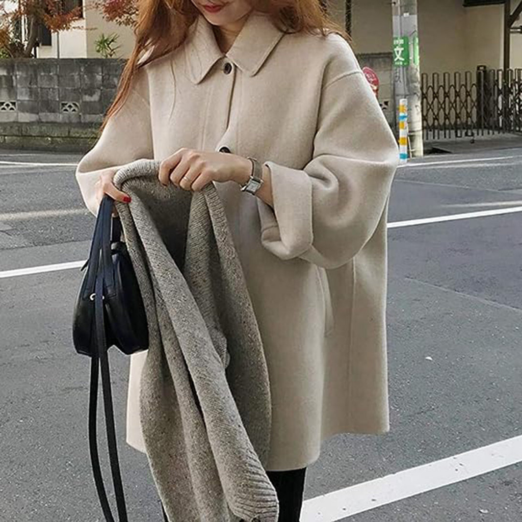 Frederica | Women's Wool-Blend Trenchcoat - Longline Button-Front Overcoat