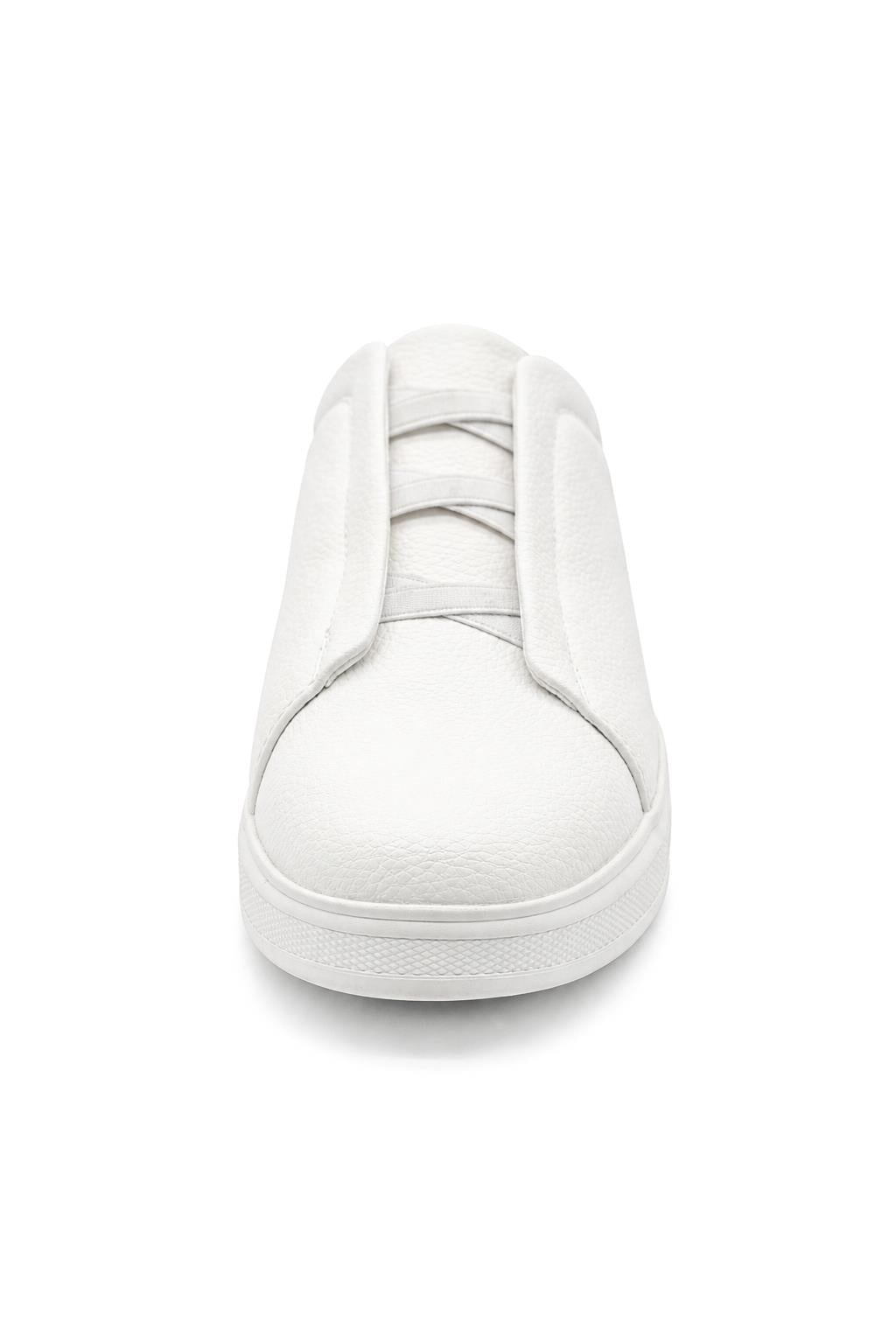 Norman | Men's White Faux Leather Slip-On Trainers - Smart Casual Sneakers