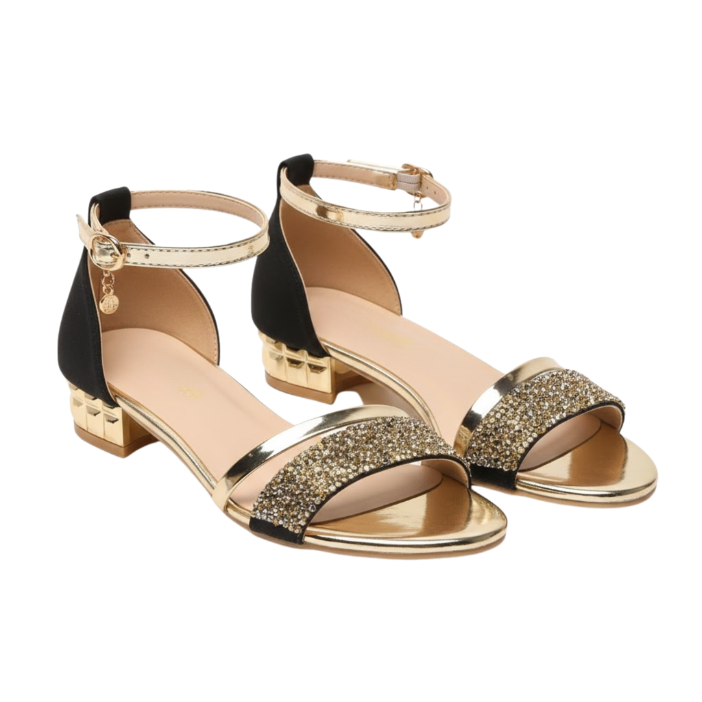 Marnie | Women's Ankle Strap Sandals - Embellished Ribbon Detail