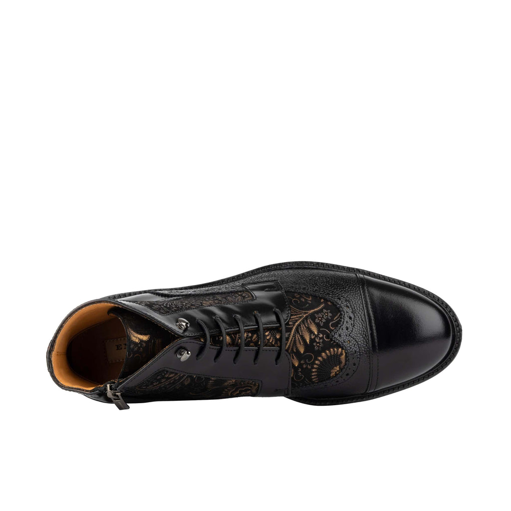 Weston | Men's faux leather Toe-Cap Ankle Boots - Zip-Up Brogue Dress Boots