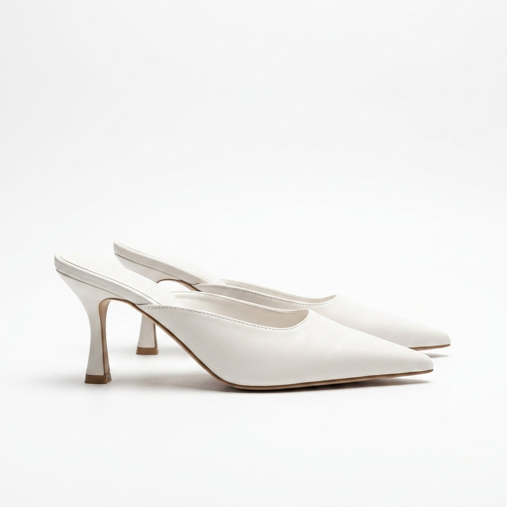 Hattie | Women's Pointed-Toe Kitten Heel Mules - Slip-On Backless Occasion Heels