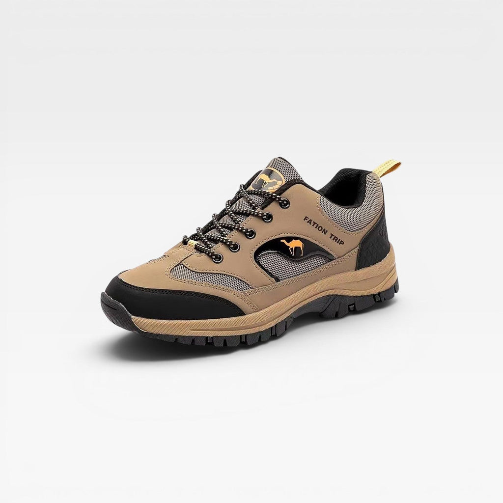 Everett | Men's Leather-Look Trail Walking Shoes - Lace-Up Outdoor Hiking Trainers