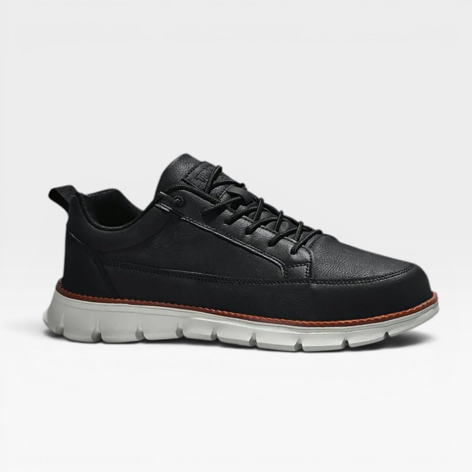 James | Men's Casual Leather Trainers - Lace-Up Cushioned Everyday Sneakers