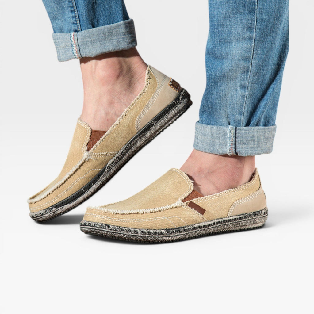 Mason | Men's Canvas Slip-On Loafers – Distressed Moccasin Shoes for Everyday Wear