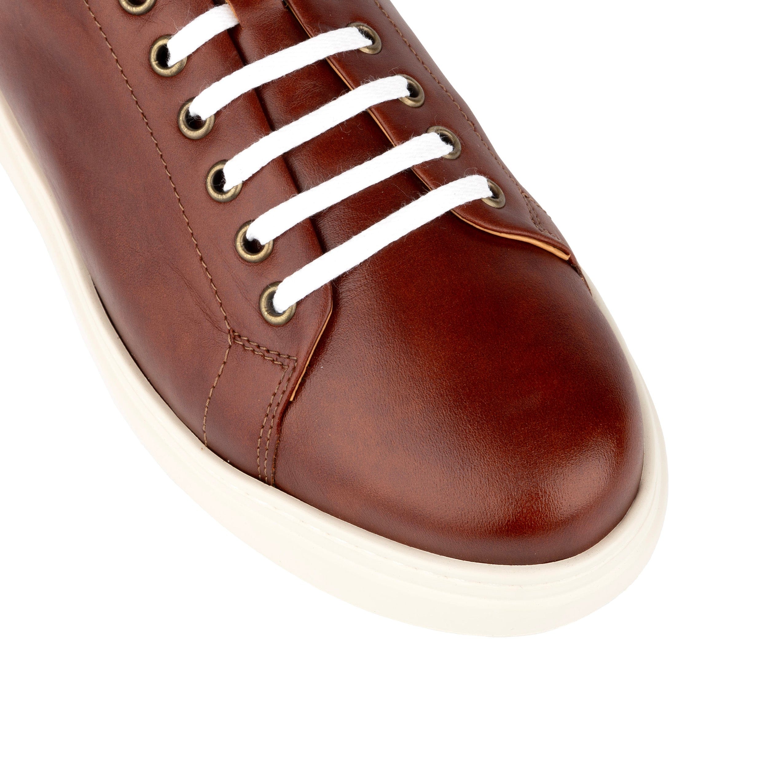 Edmund | Men's faux leather Trainers - Brown Low-Top Trainers with White Sole