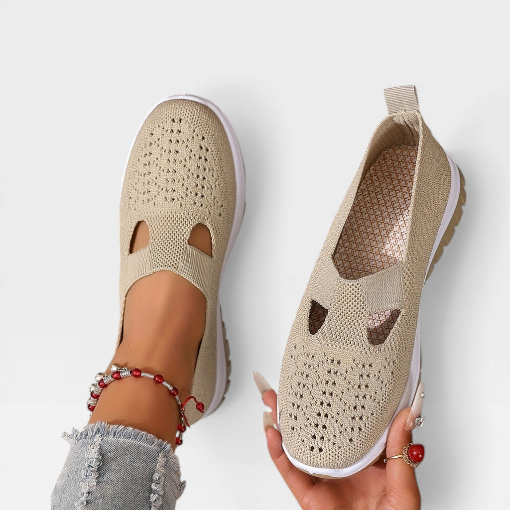 Women's Knit Slip-On Walking Trainers – Breathable Lightweight