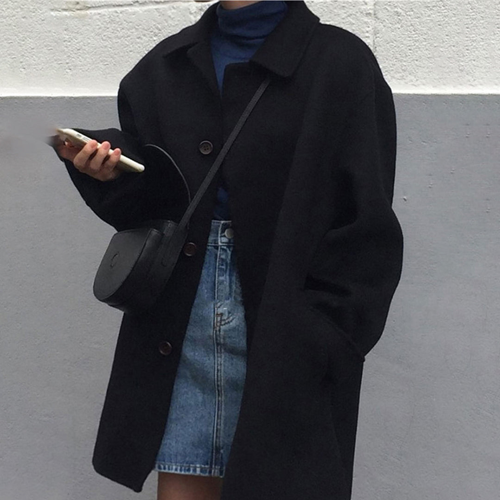 Frederica | Women's Wool-Blend Trenchcoat - Longline Button-Front Overcoat