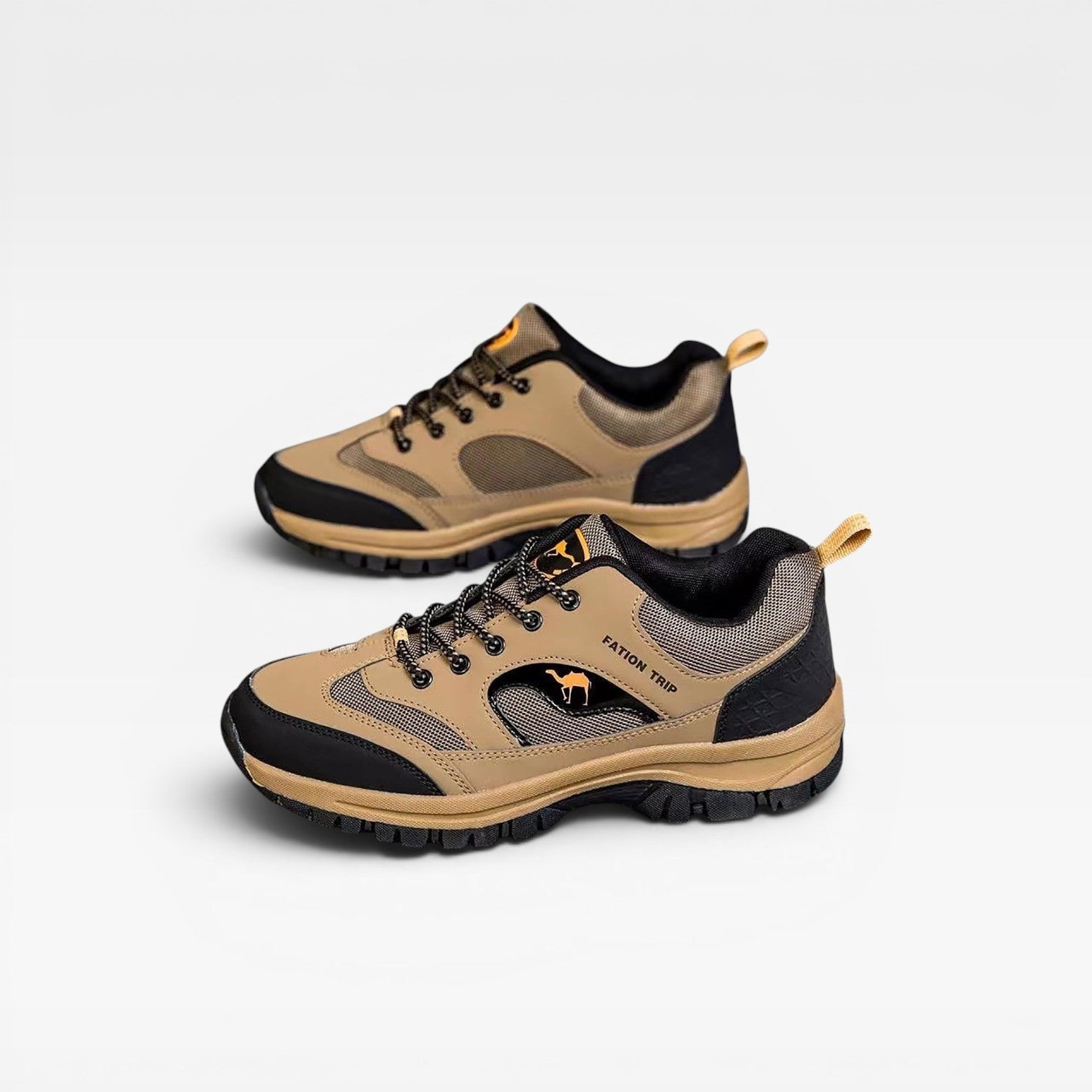 Everett | Men's Leather-Look Trail Walking Shoes - Lace-Up Outdoor Hiking Trainers