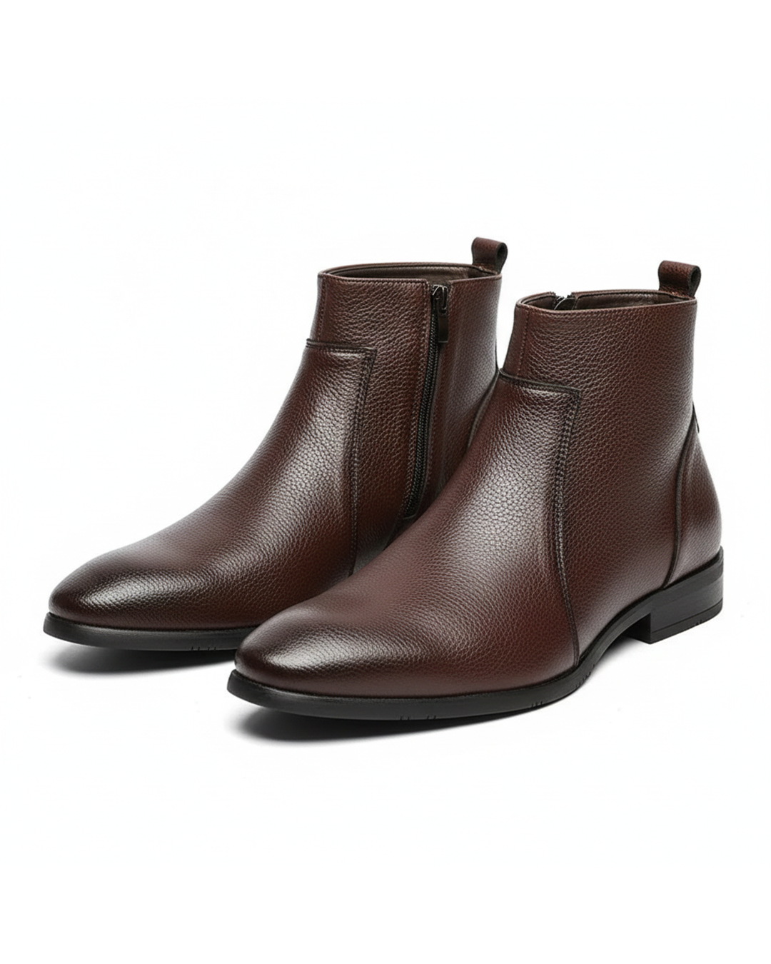 Reginald | Men's Zip-Up faux leather Boots - Smart Pointed-Toe Ankle Boots