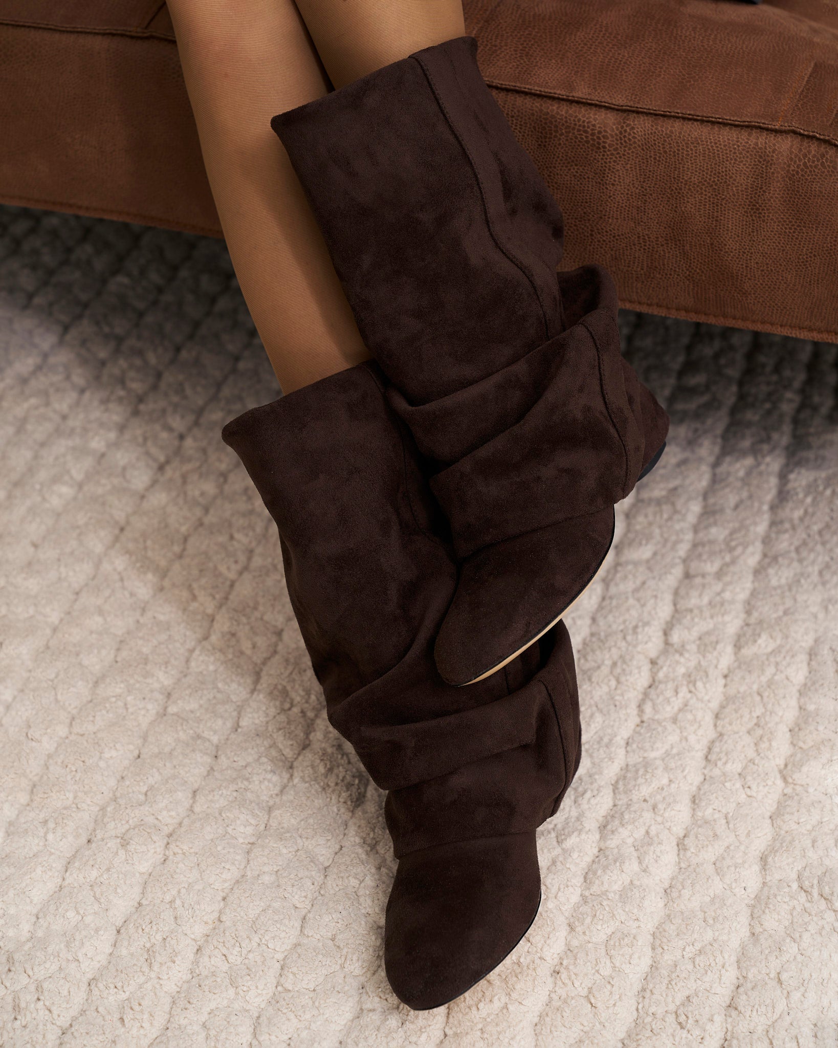 Hazel | Women's Slouchy Knee-High Boots – Rounded-Toe Everyday Fashion Boots