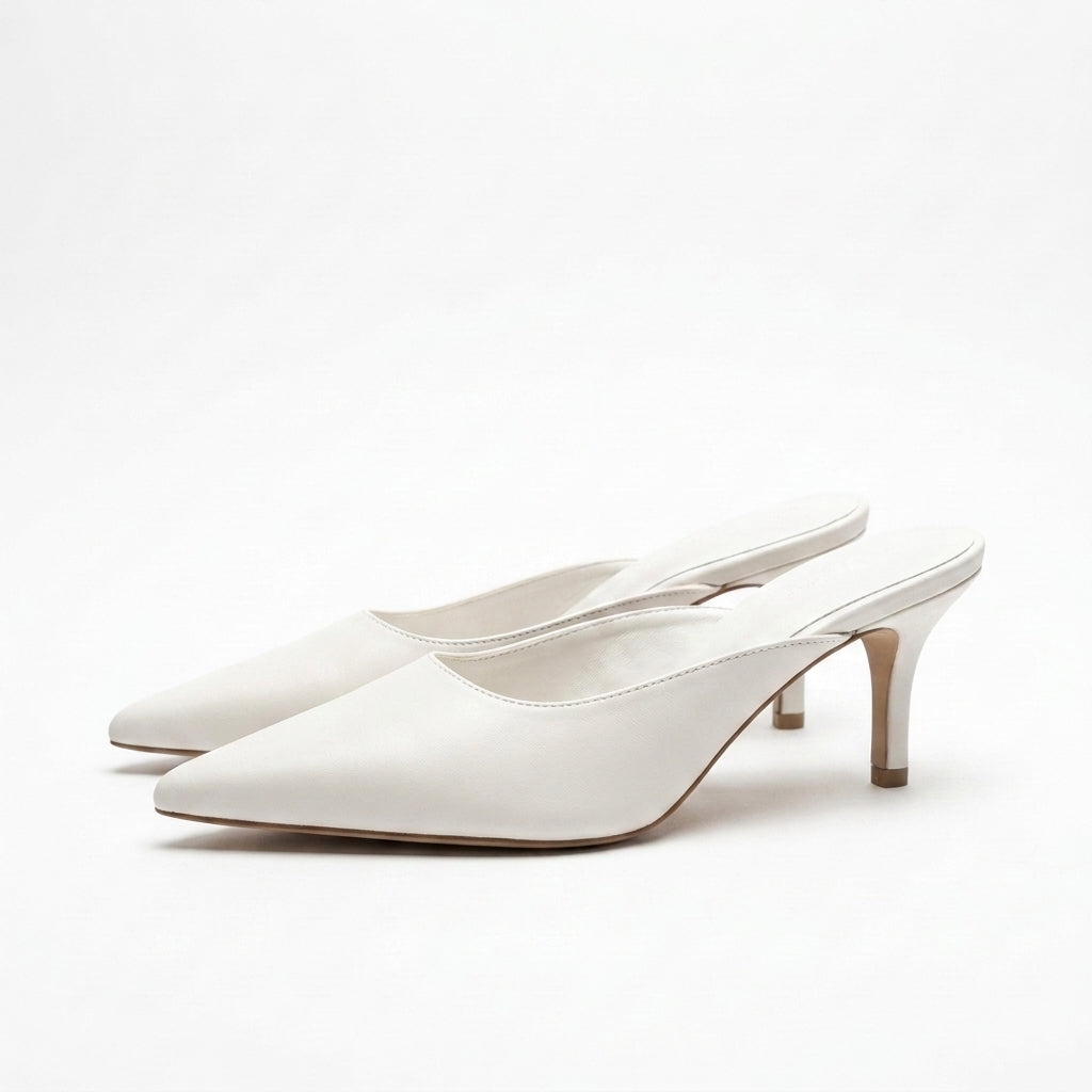 Hattie | Women's Pointed-Toe Kitten Heel Mules - Slip-On Backless Occasion Heels