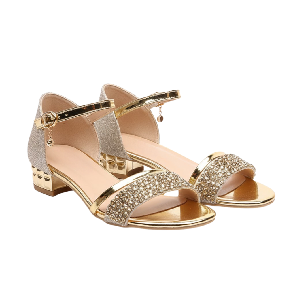Marnie | Women's Ankle Strap Sandals - Embellished Ribbon Detail