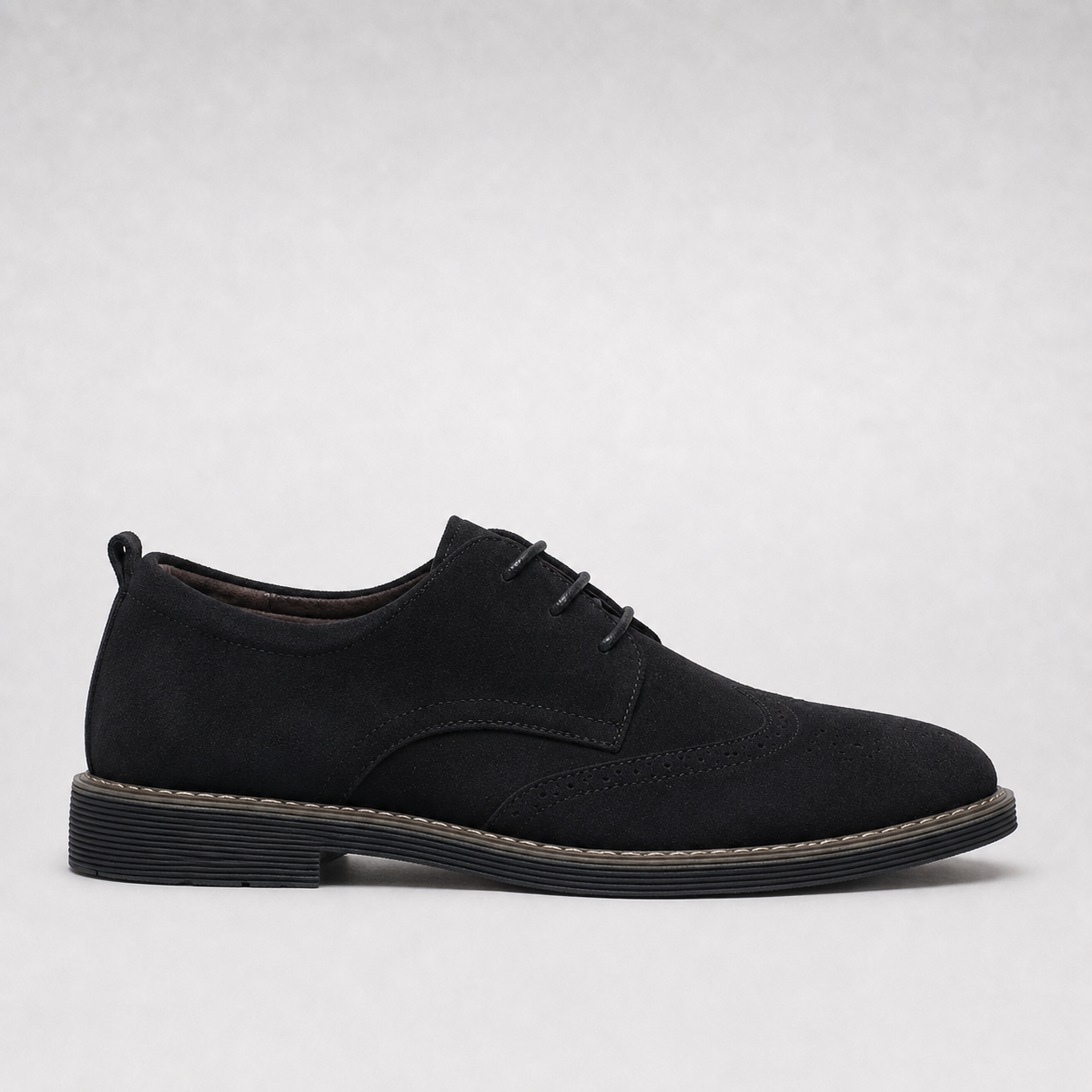 Roamer | Men's Navy Suede Brogue Oxford Shoes – Wingtip Lug-Sole Shoes