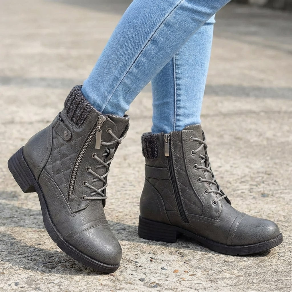 Valencia | Women's Leather Ankle Boots – Side-Zip Low Block Heel Boots