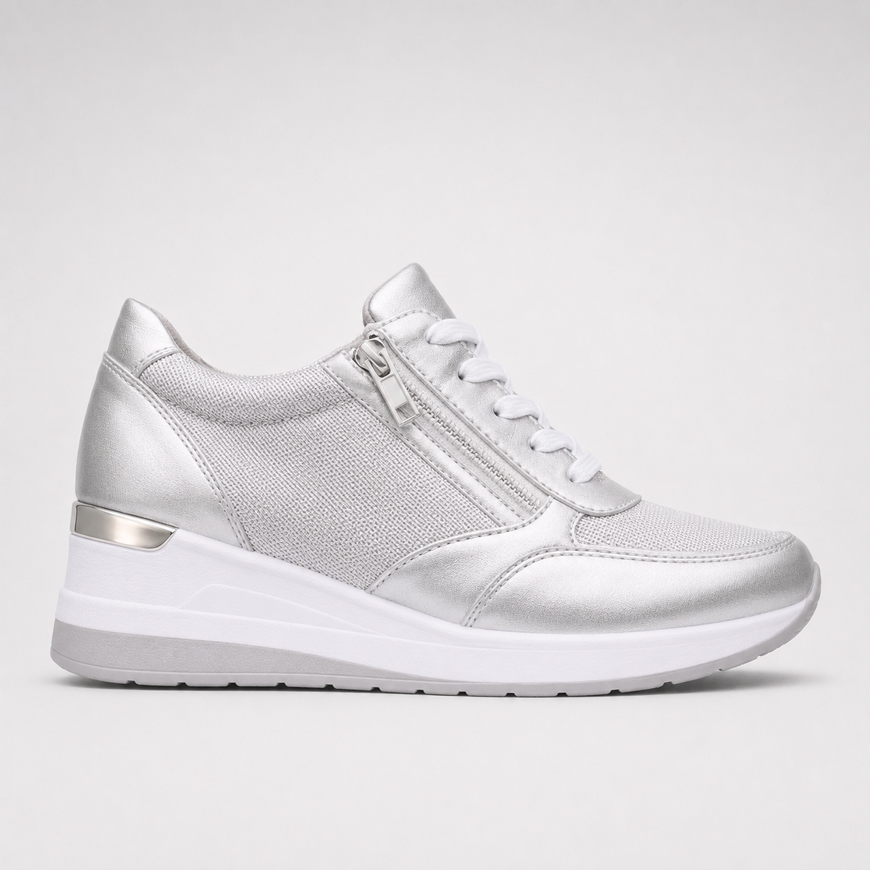 Chloe | Women's Lace-Up Platform Trainers – Side-Zip Casual Sneakers