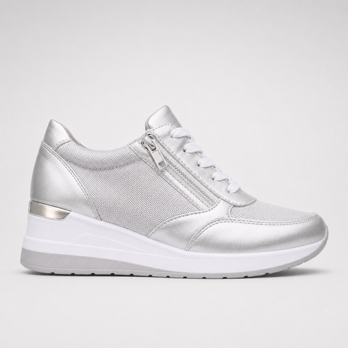 Chloe | Women's Lace-Up Platform Trainers – Side-Zip Casual Sneakers