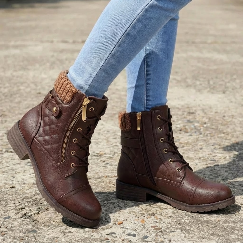 Valencia | Women's Leather Ankle Boots – Side-Zip Low Block Heel Boots