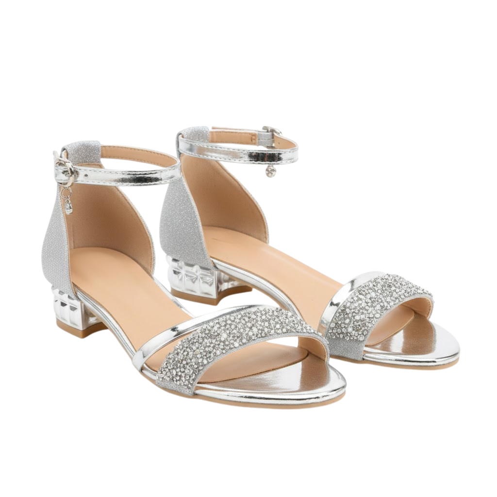 Marnie | Women's Ankle Strap Sandals - Embellished Ribbon Detail