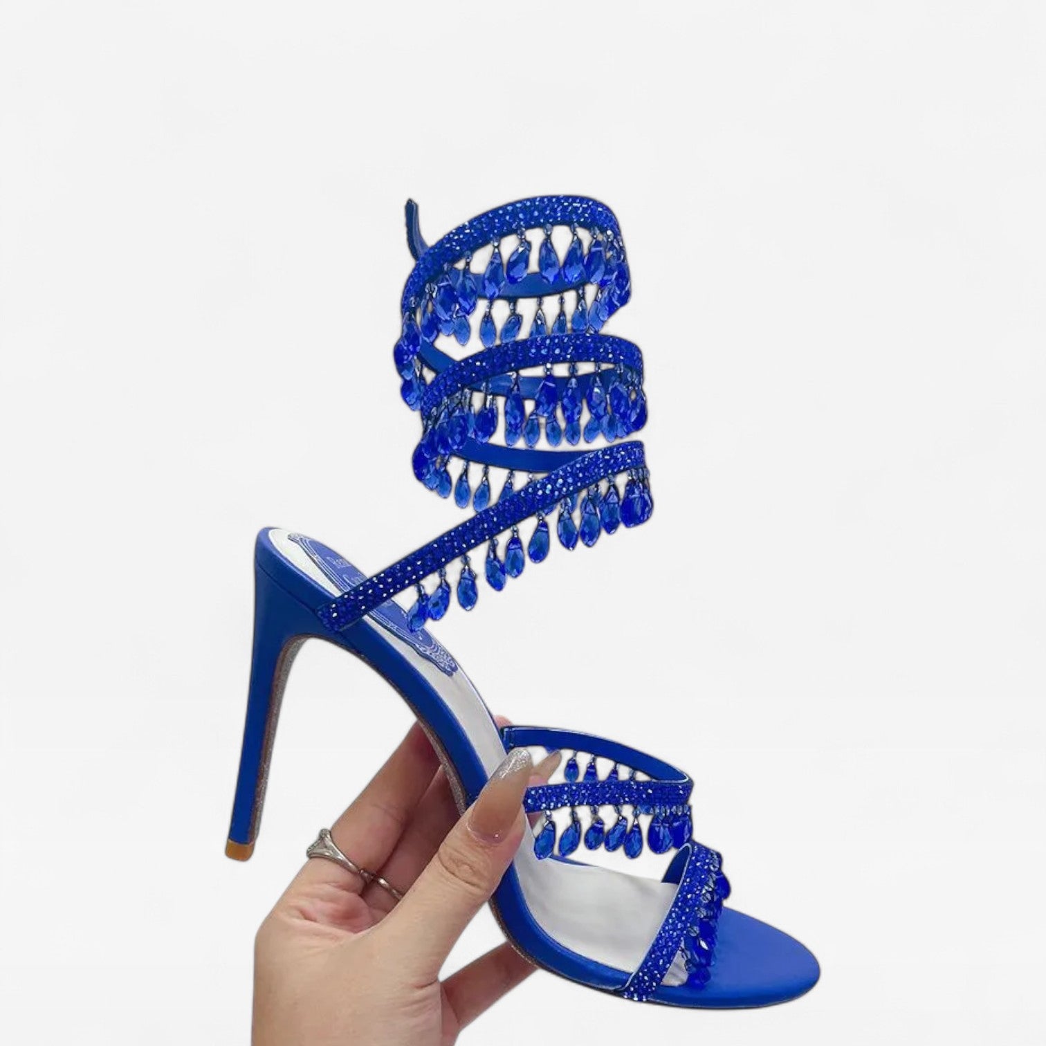 Anouk | Women's Crystal Strappy Heels – Elegant Evening Sandals
