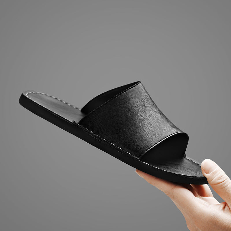Percival | Men's Faux Leather Slide Sandals - Single-Strap Open-Toe Summer Sandals
