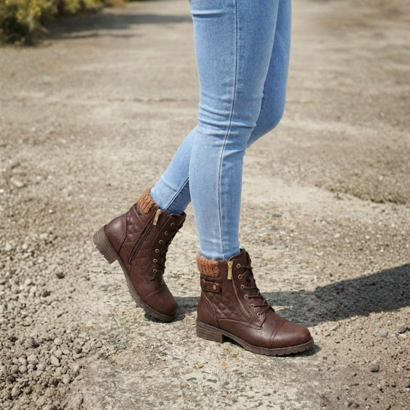 Valencia | Women's Leather Ankle Boots – Side-Zip Low Block Heel Boots