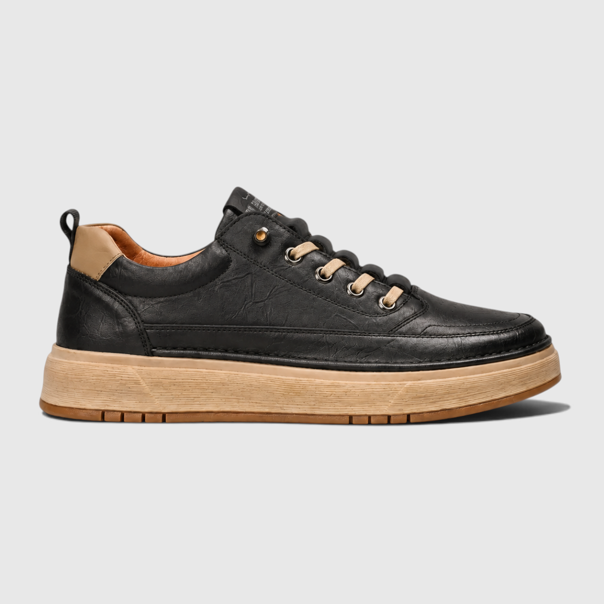 Roland | Men's Leather-Look Lace-Up Trainers - Chunky Sole Low-Top Sneakers